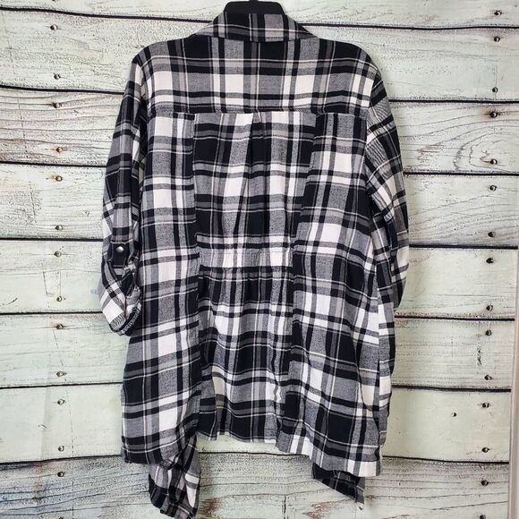 EST. 1946 Women’s Plaid Waterfall Open Front Cardigan Black White Plus Size 18/2 - Picture 6 of 10